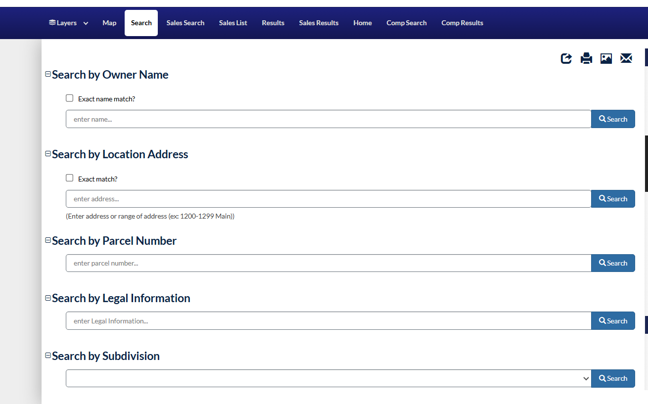 Assessor's Property Search Screenshot